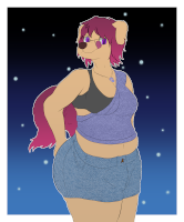 Cerise in a fashionable outfit