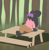 Partly in the woods