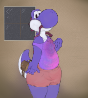 Fuchsia the Yoshi in casual clothes